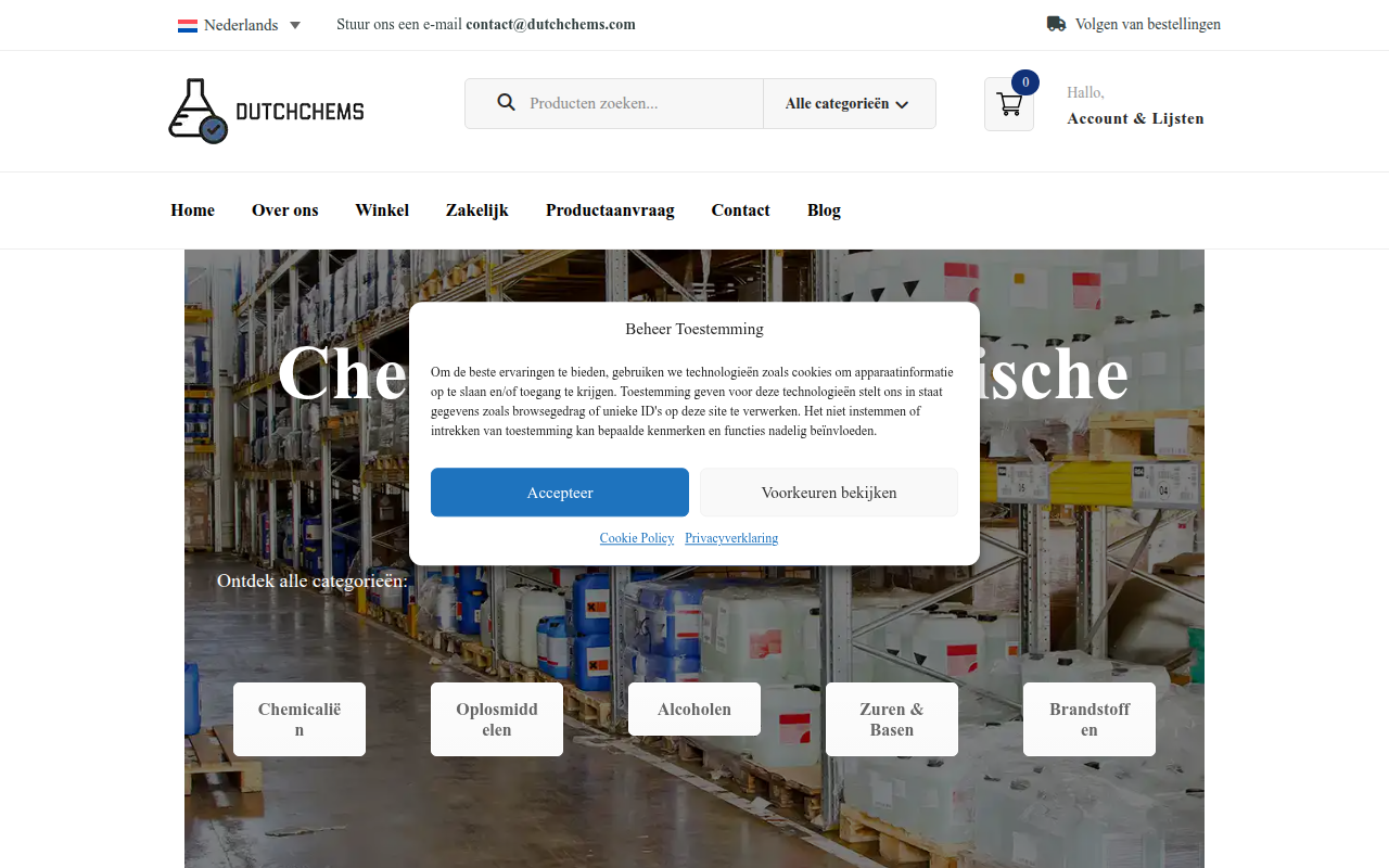 Screenshot van dutchchems.nl