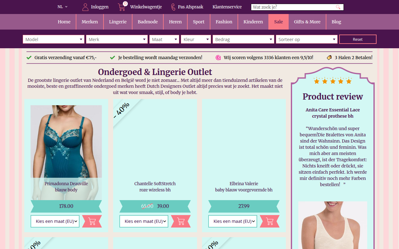 Screenshot van dutchdesignersoutlet.com