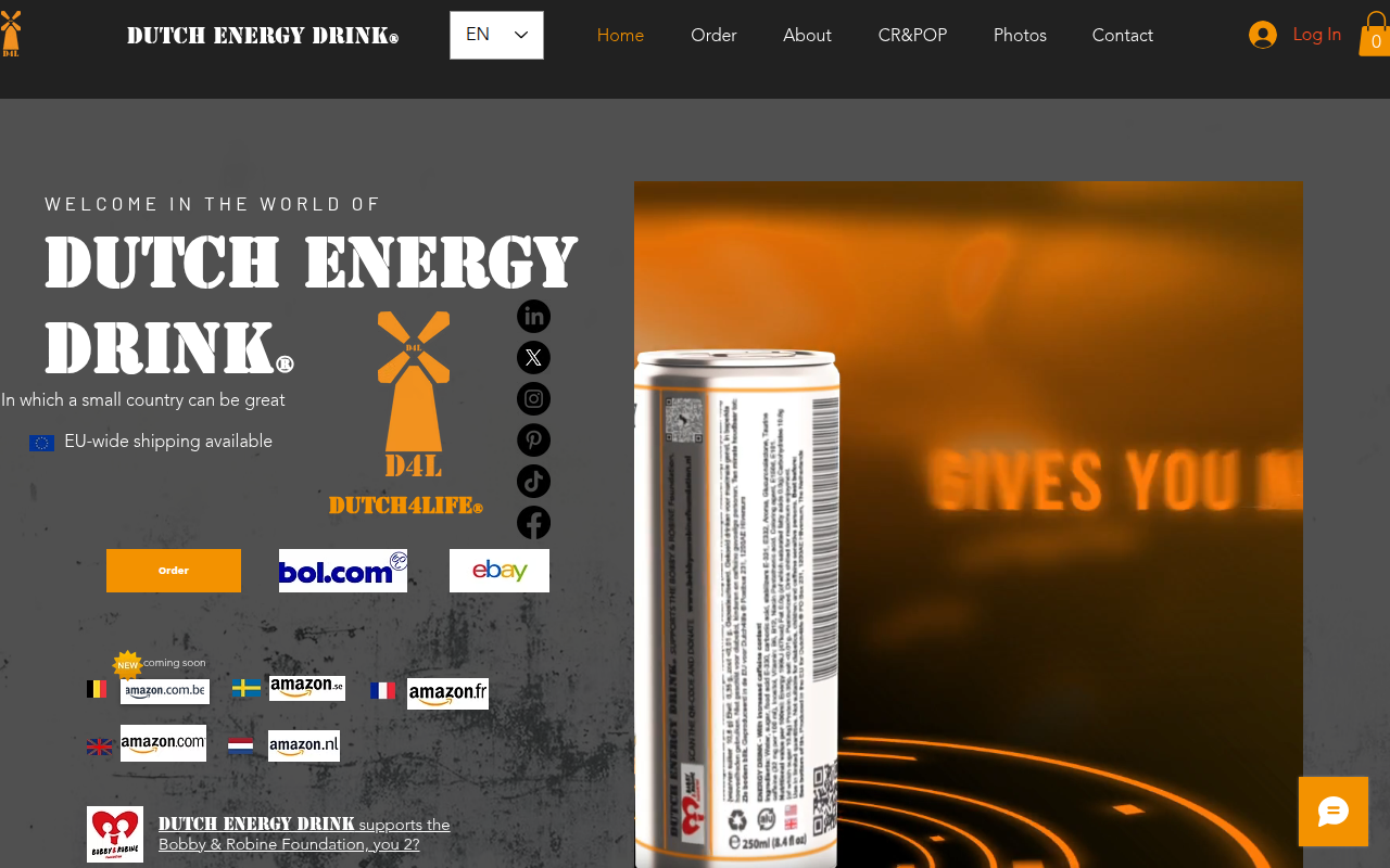 Screenshot van dutchenergydrink.nl