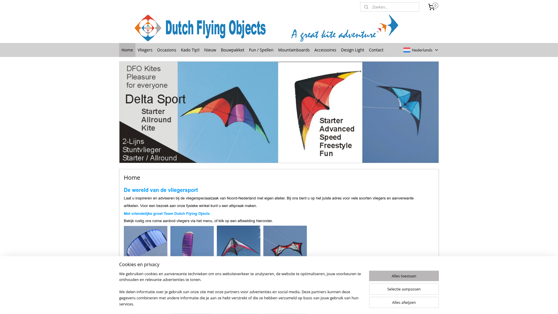 Screenshot van dutchflyingobjects-shop.nl