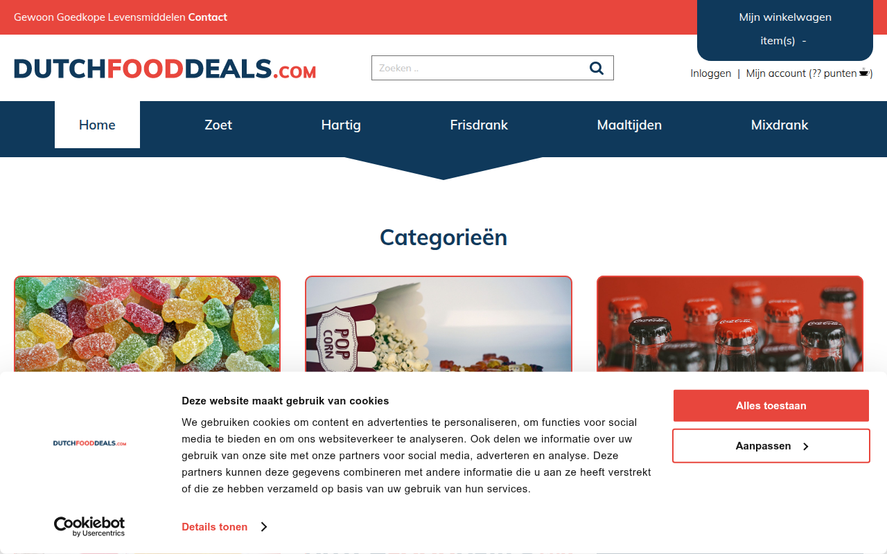 Screenshot van dutchfooddeals.com