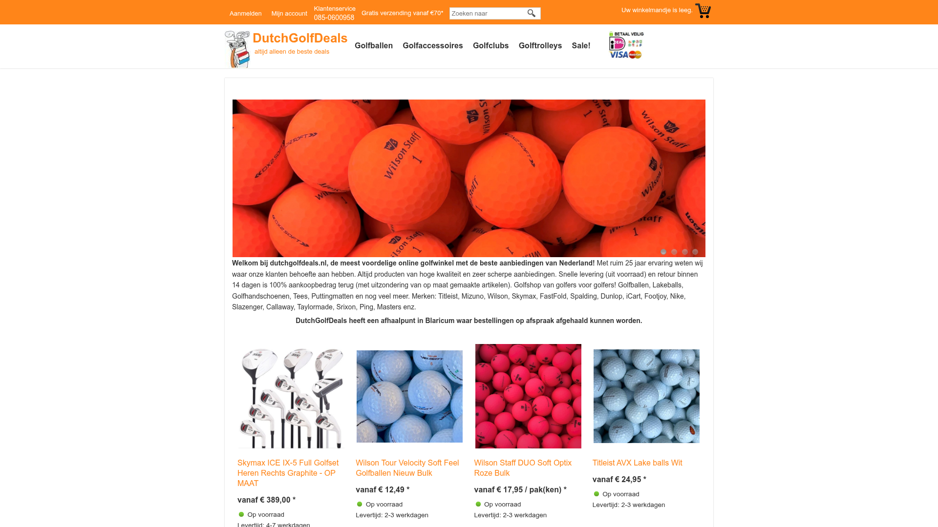 Screenshot van dutchgolfdeals.nl