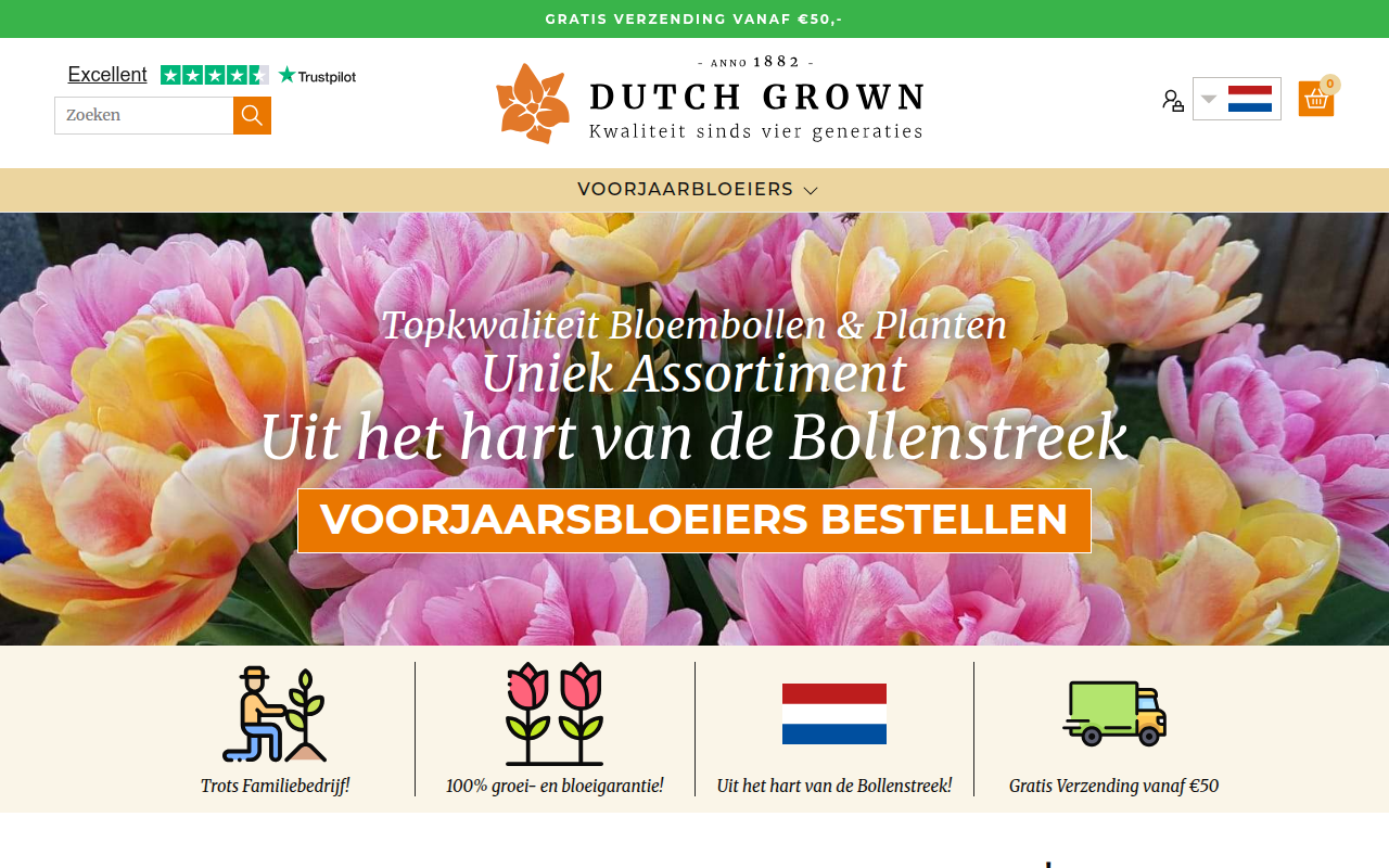 Screenshot van dutchgrown.nl