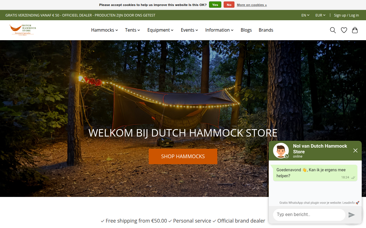 Screenshot van dutchhammockstore.nl