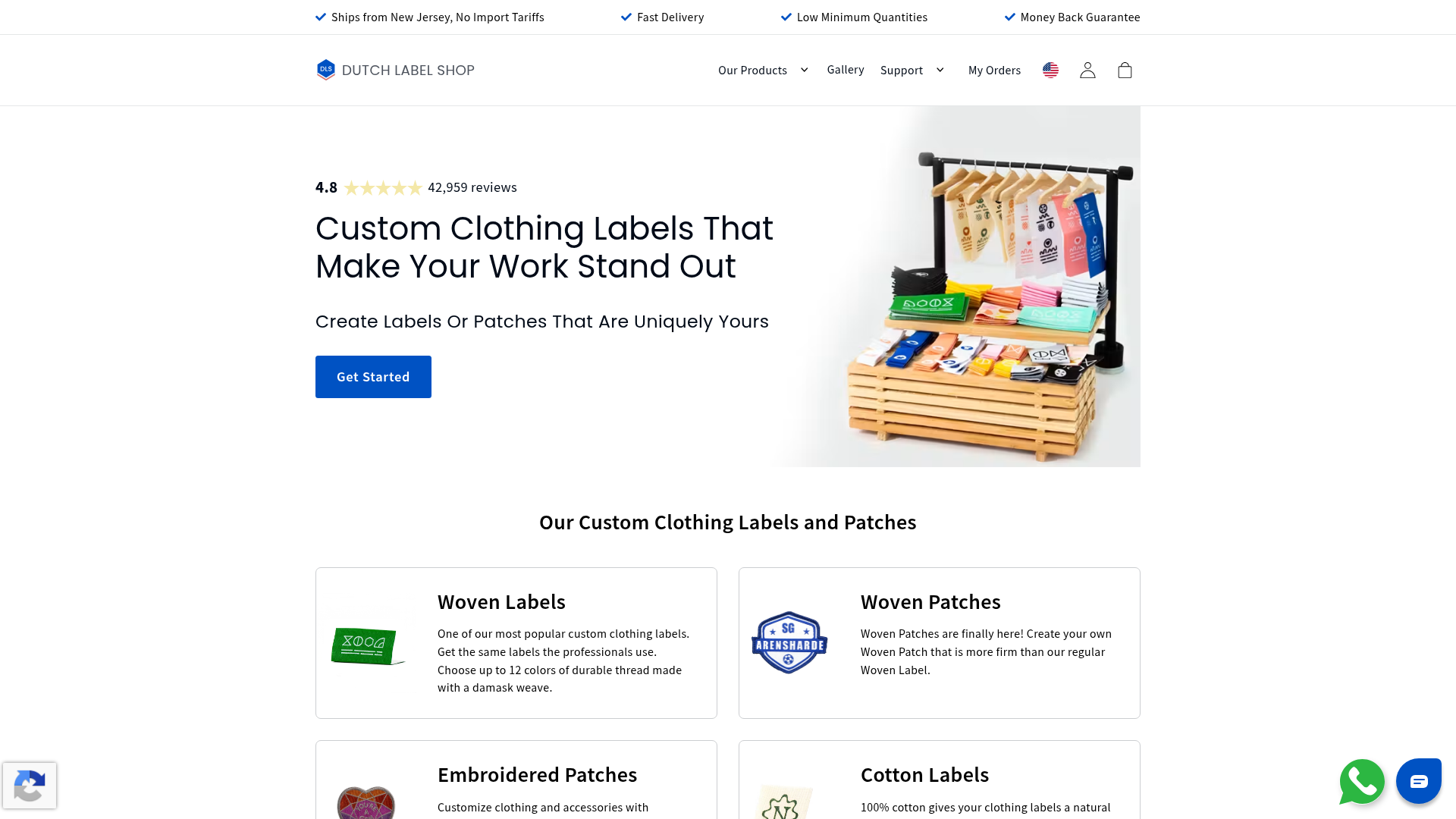 Screenshot van dutchlabelshop.com
