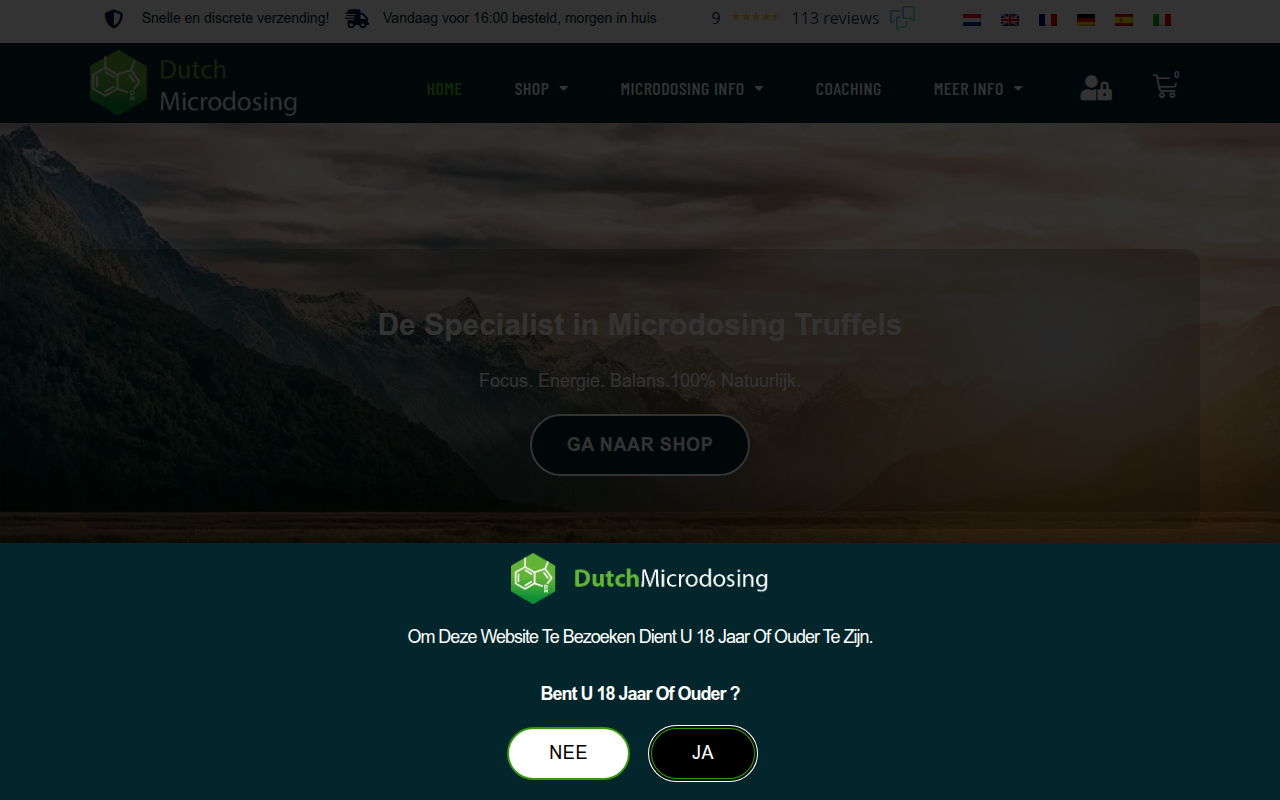 Screenshot van dutchmicrodosing.com