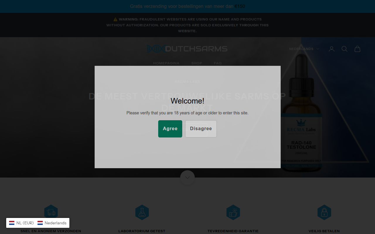 Screenshot van dutchsarms.nl