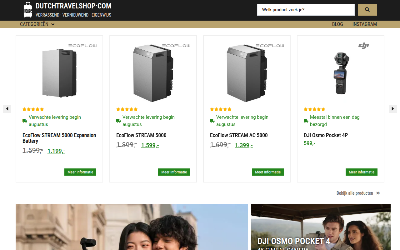 Screenshot van dutchtravelshop.com