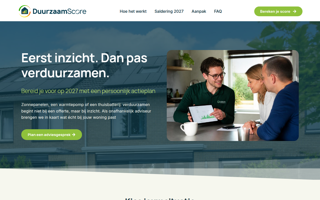 Screenshot van duurzaamscore.nl