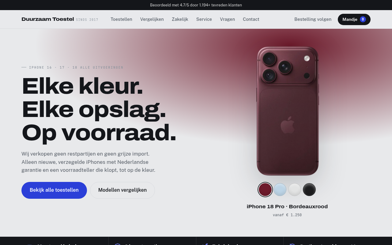 Screenshot van duurzaamtoestel.nl