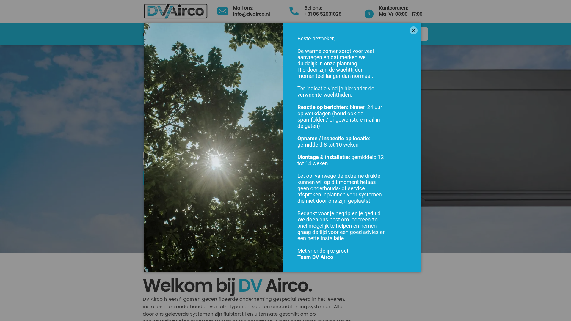 Screenshot van dvairco.nl