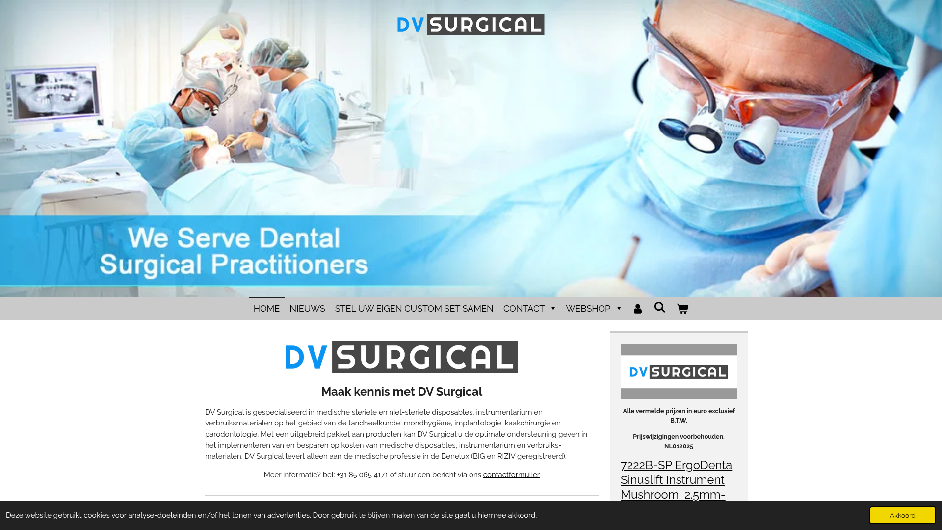 Screenshot van dvsurgical.nl