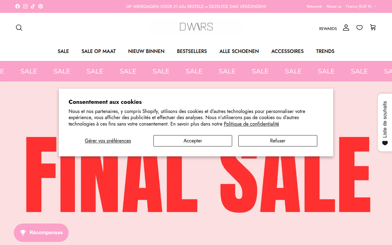 Screenshot van dwrs.nl