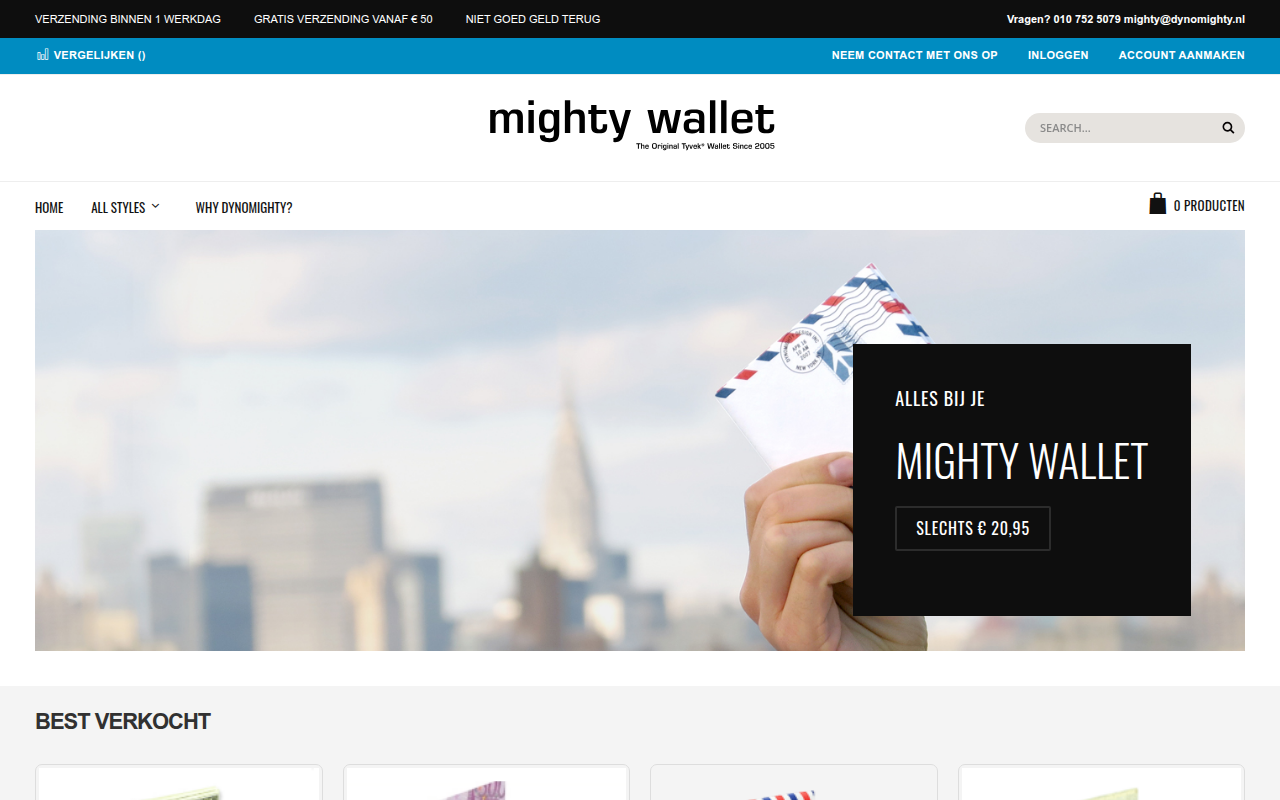 Screenshot van dynomighty.nl