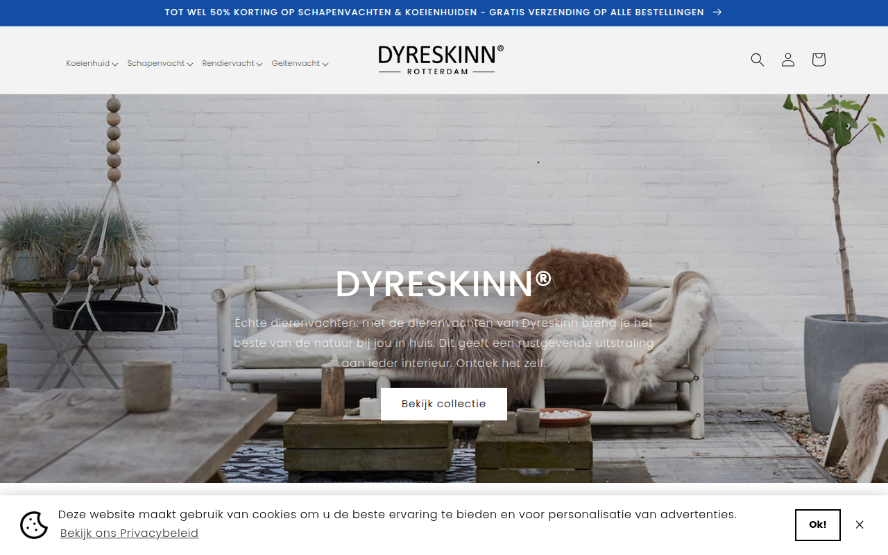 Screenshot van dyreskinn.nl