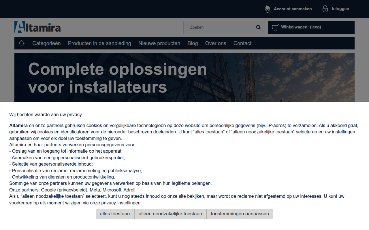 Screenshot van e-altamira.nl