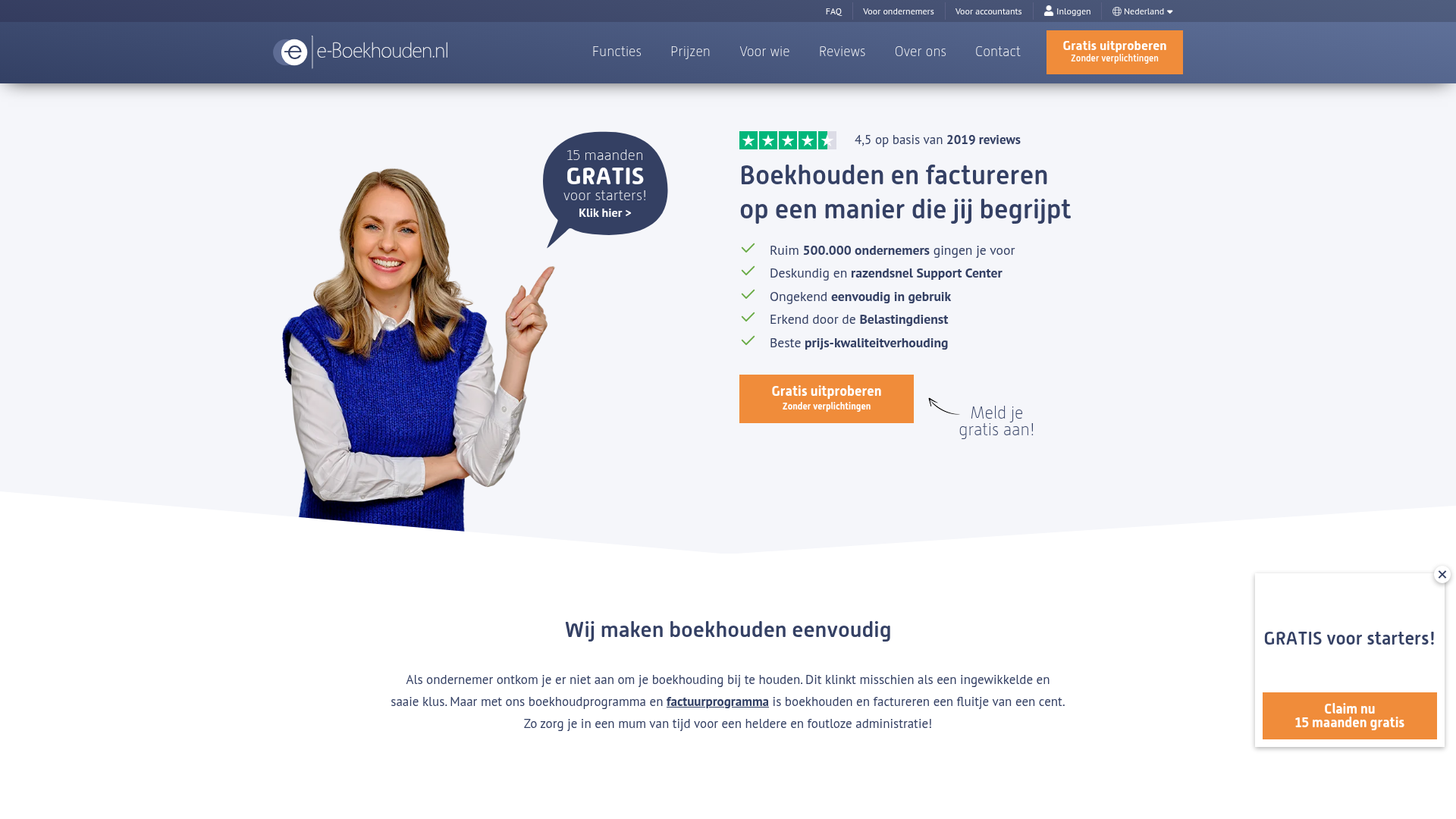 Screenshot van e-boekhouden.nl
