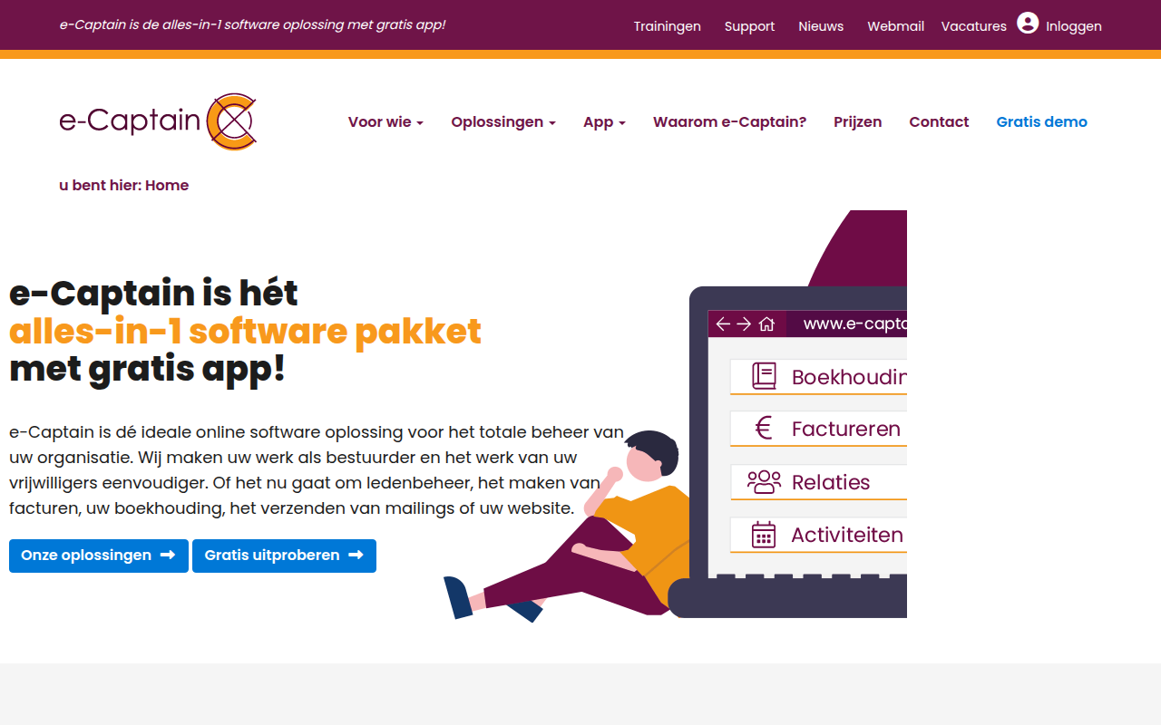 Screenshot van e-captain.nl