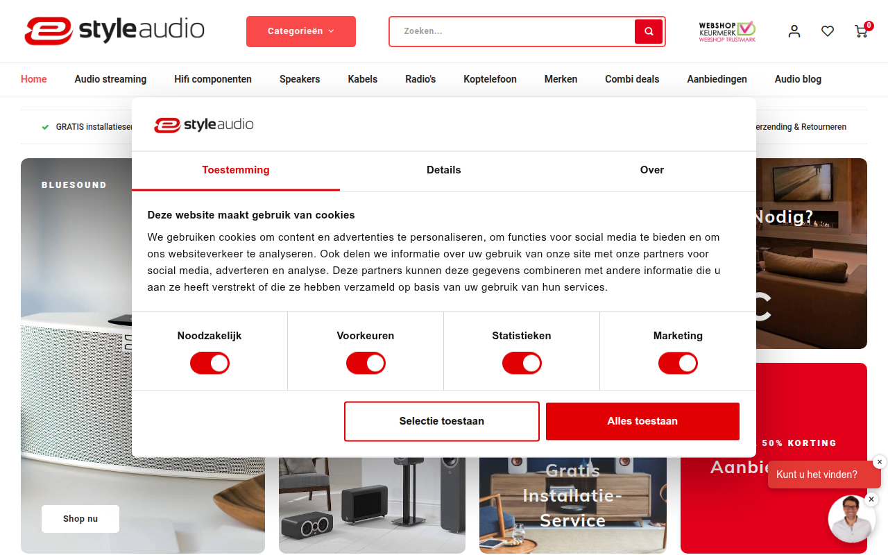 Screenshot van e-styleaudio.nl