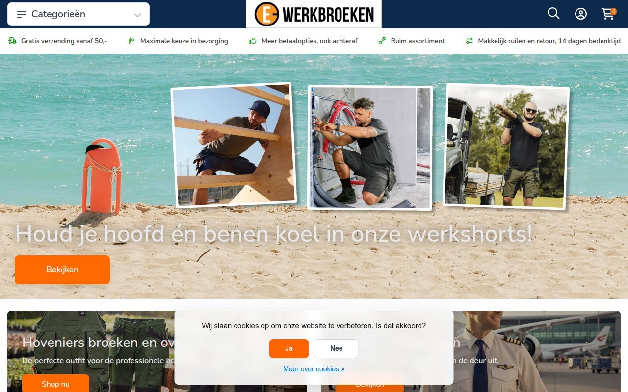 Screenshot van e-werkbroeken.nl