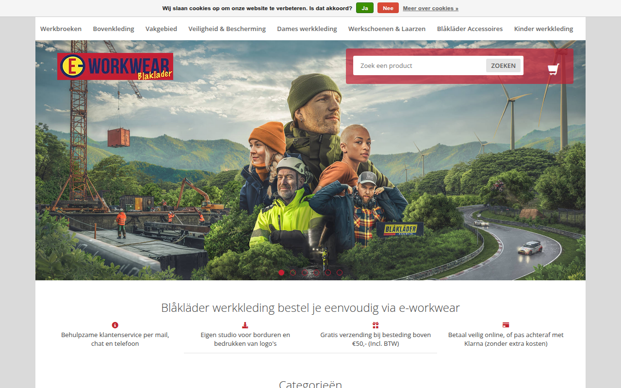 Screenshot van e-workwear.nl