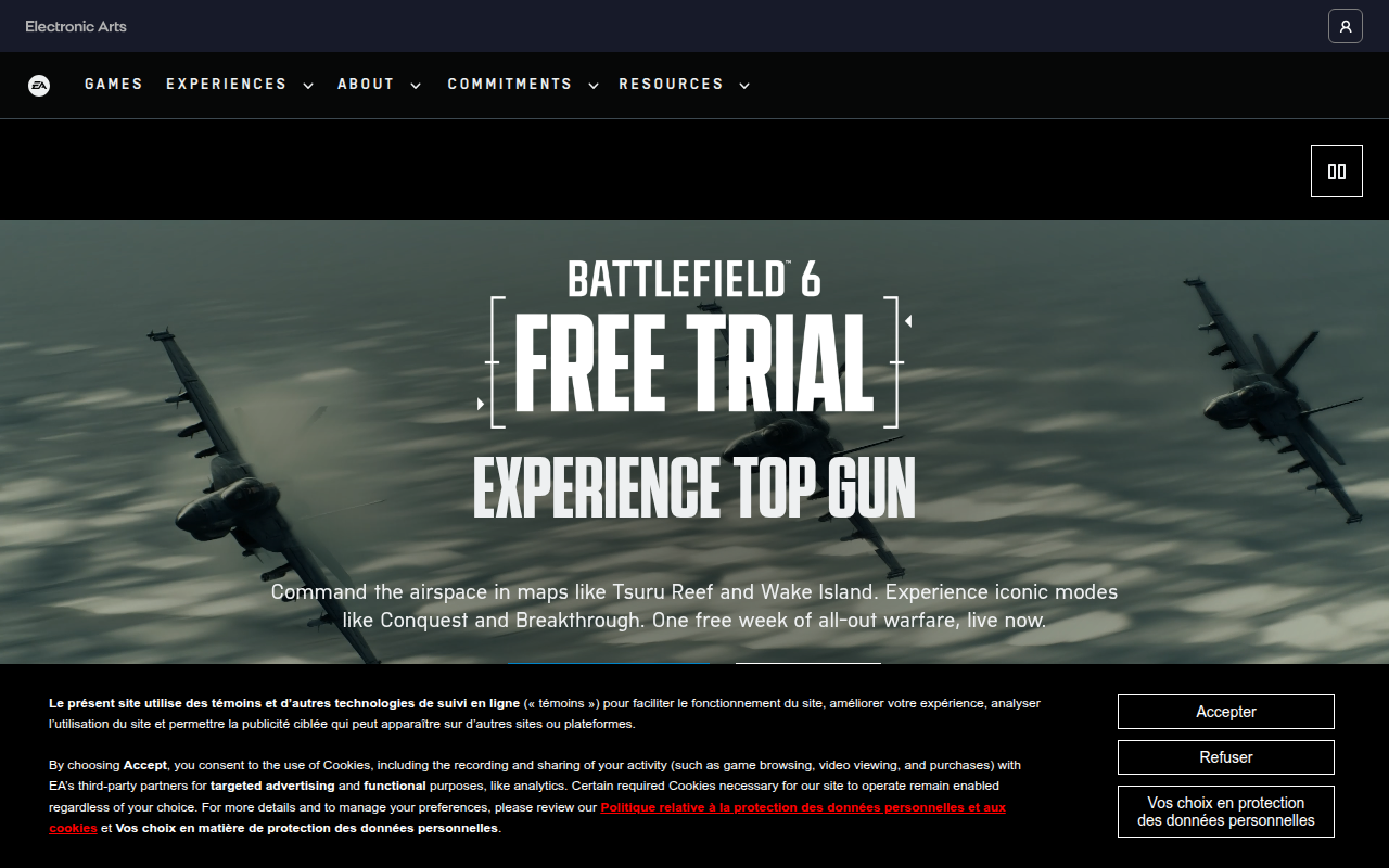 Screenshot van ea.com