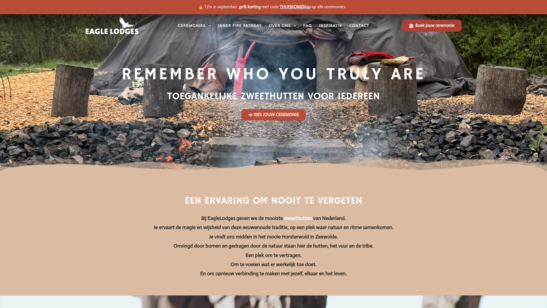 Screenshot van eaglelodges.nl