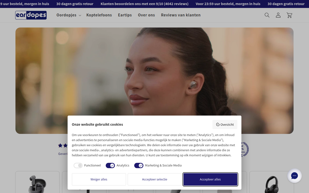 Screenshot van eardopes.nl