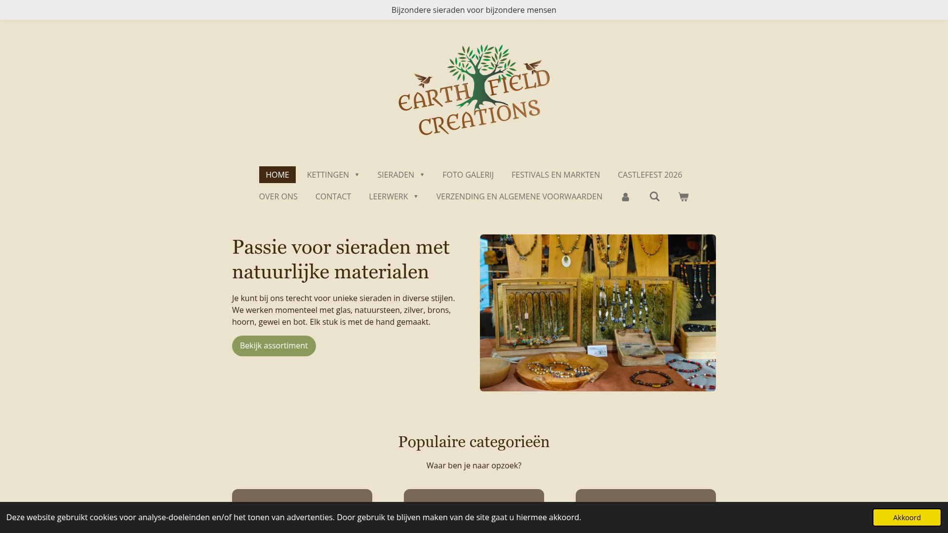 Screenshot van earthfieldcreations.com