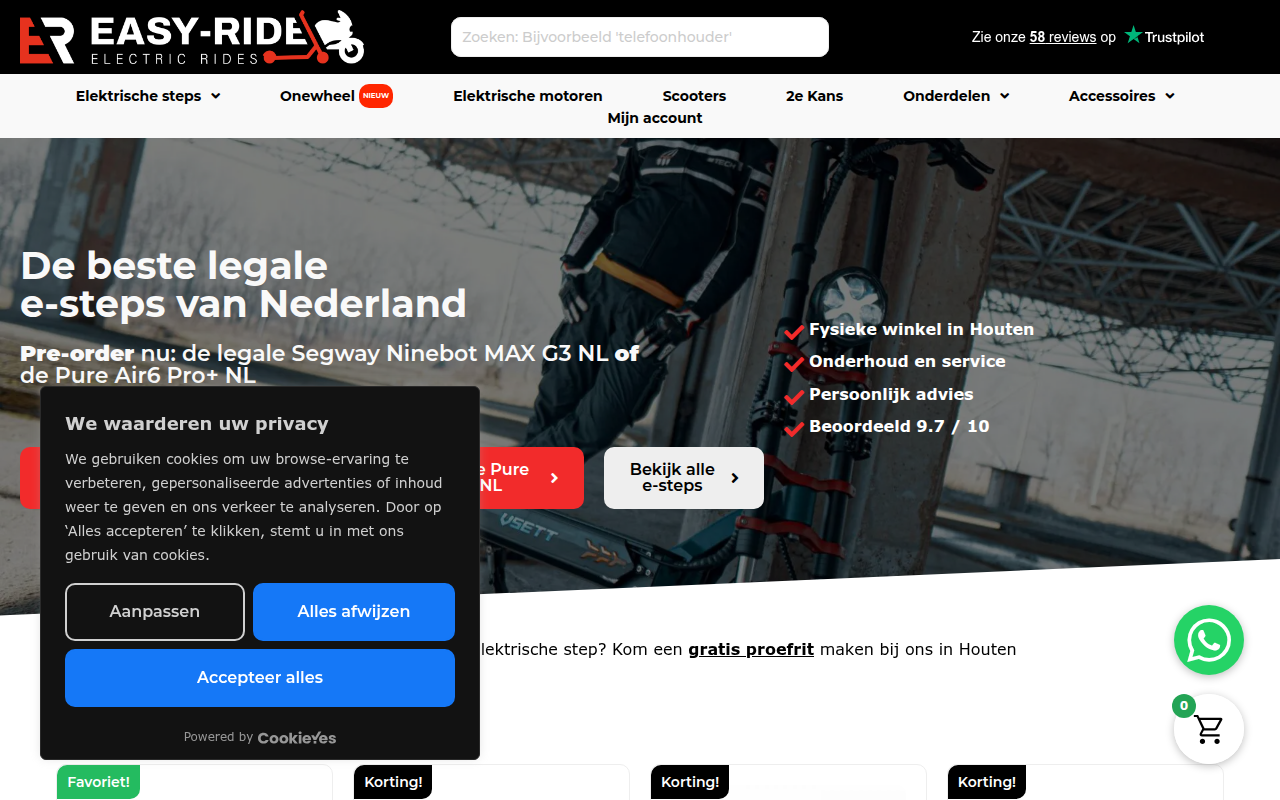 Screenshot van easy-ride.nl