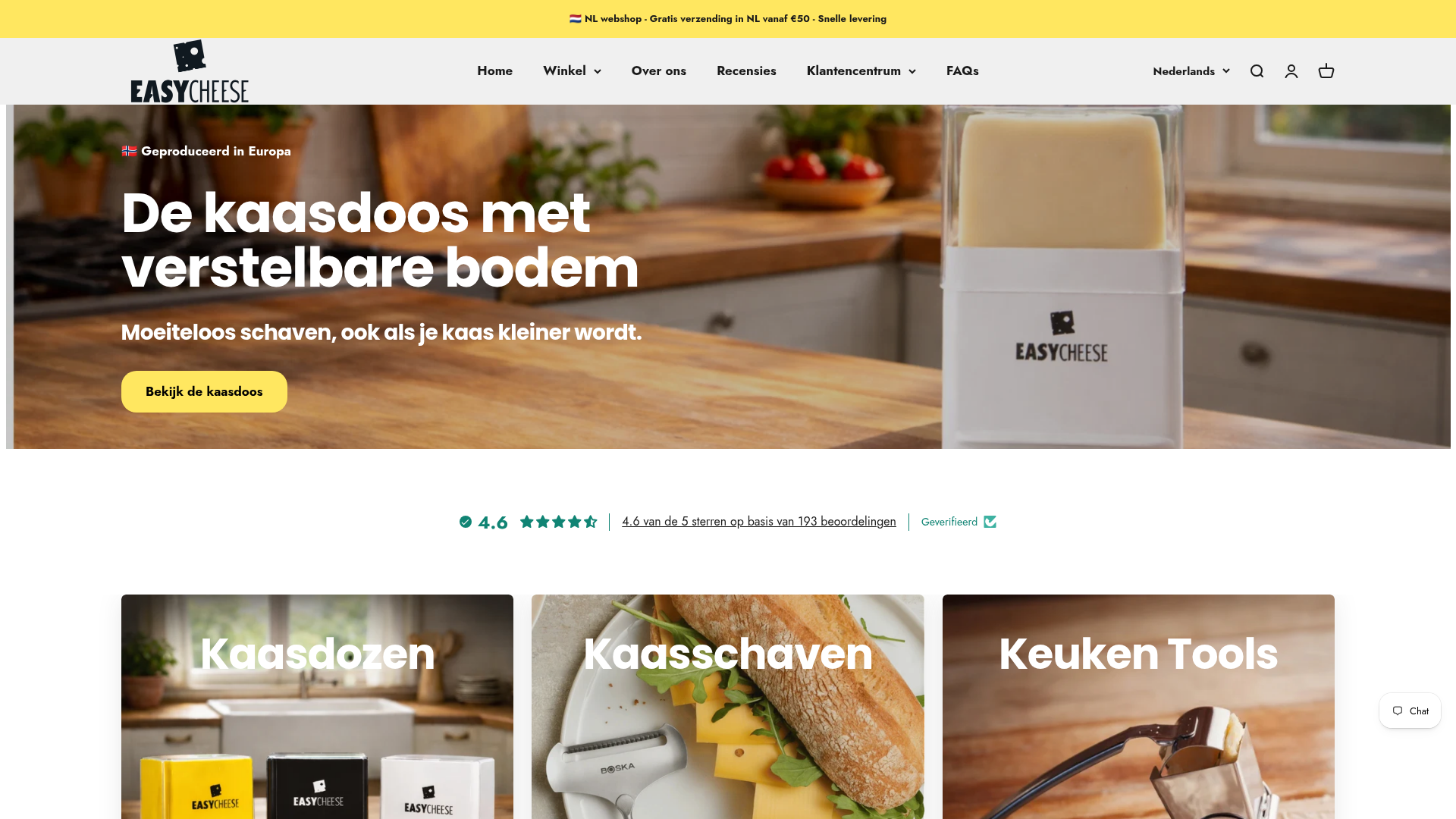 Screenshot van easycheese.nl