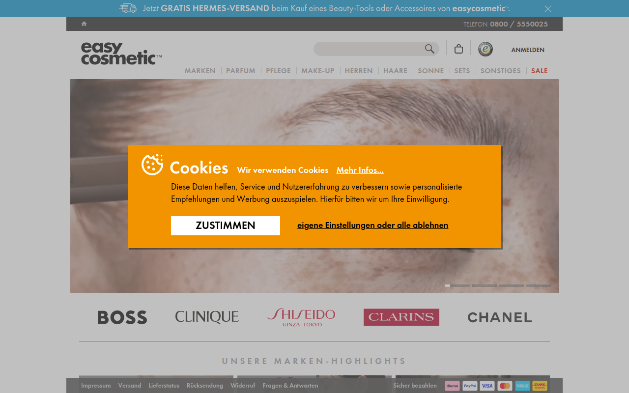 Screenshot van easycosmetic.de
