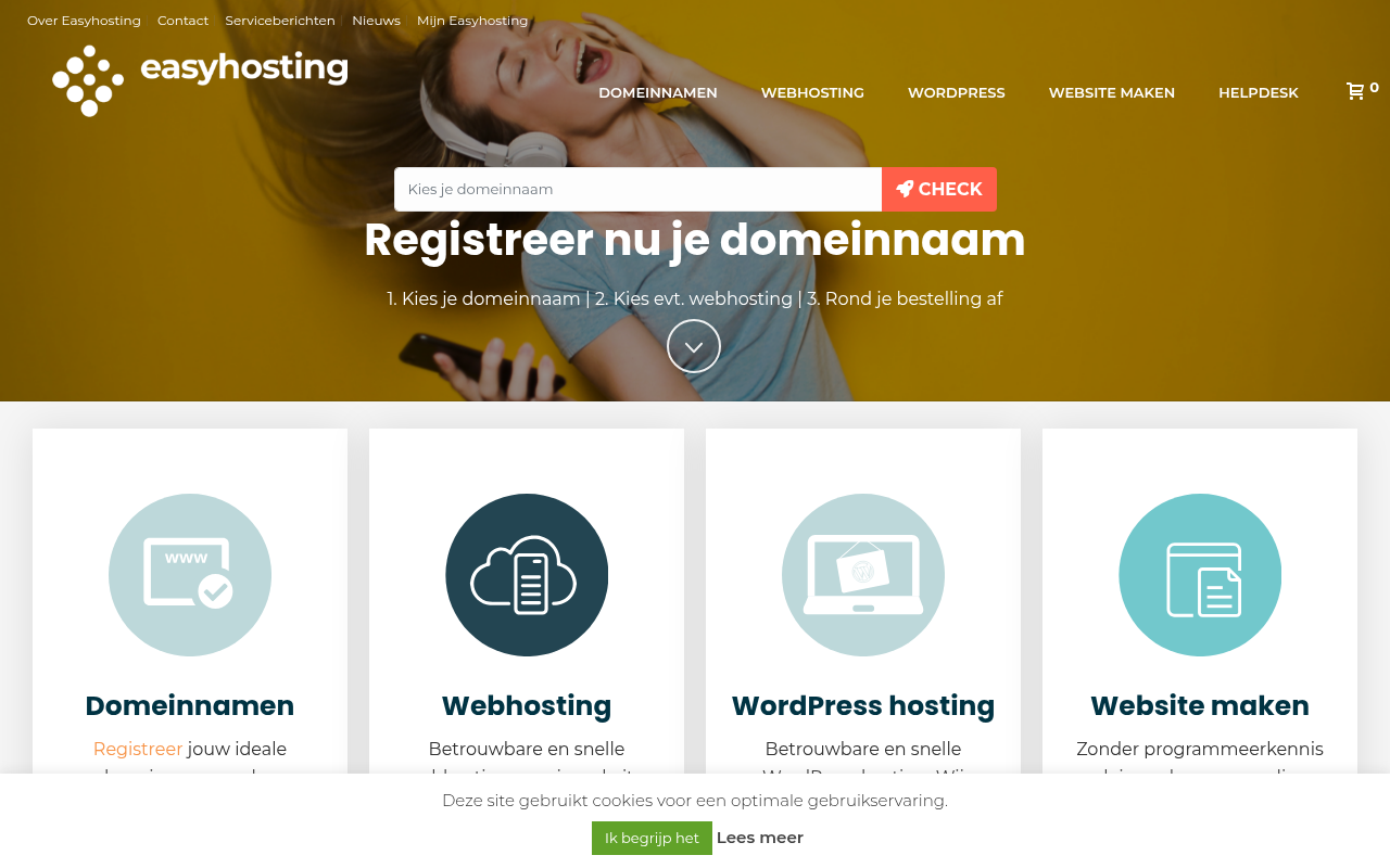 Screenshot van easyhosting.nl