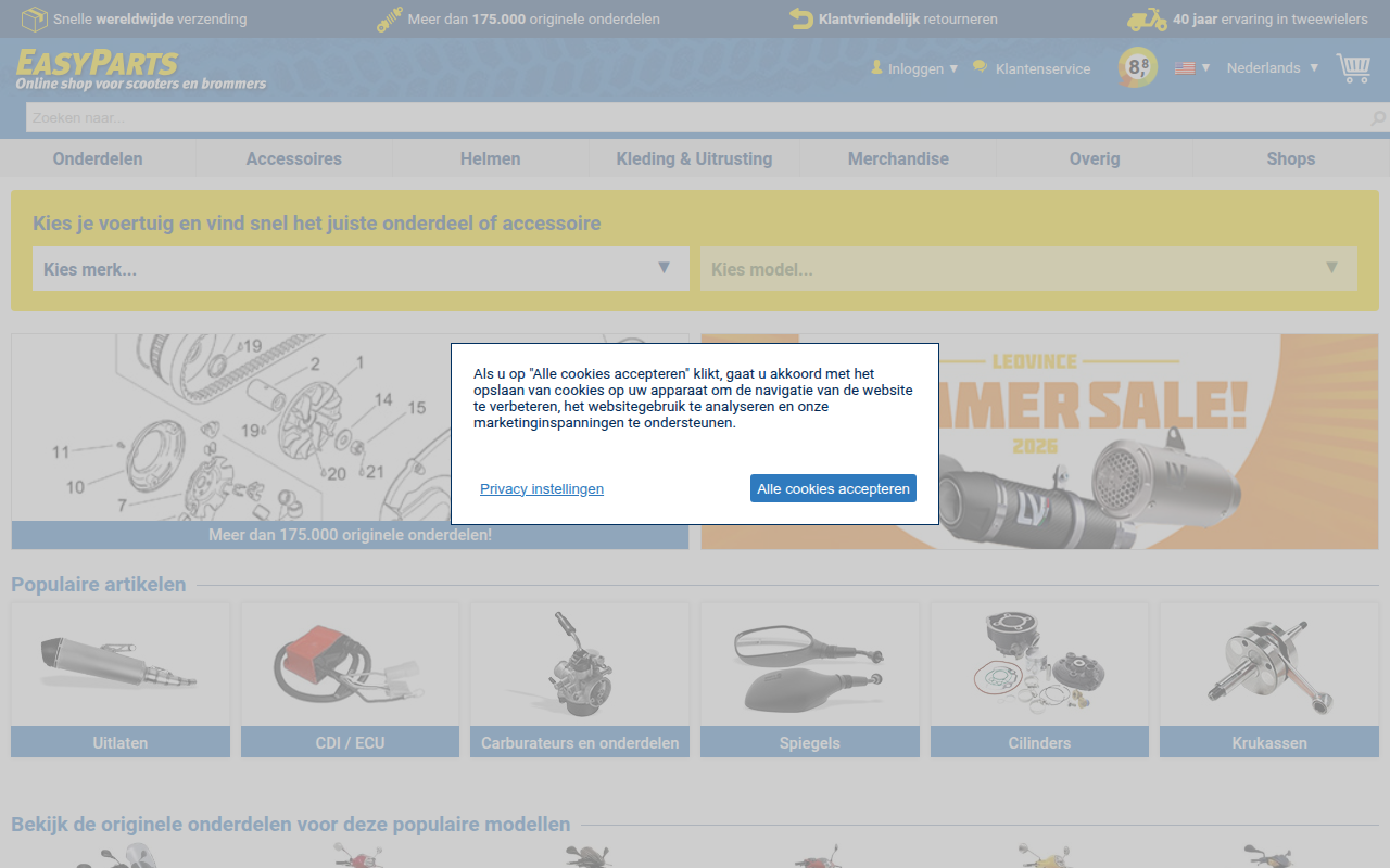 Screenshot van easyparts.be