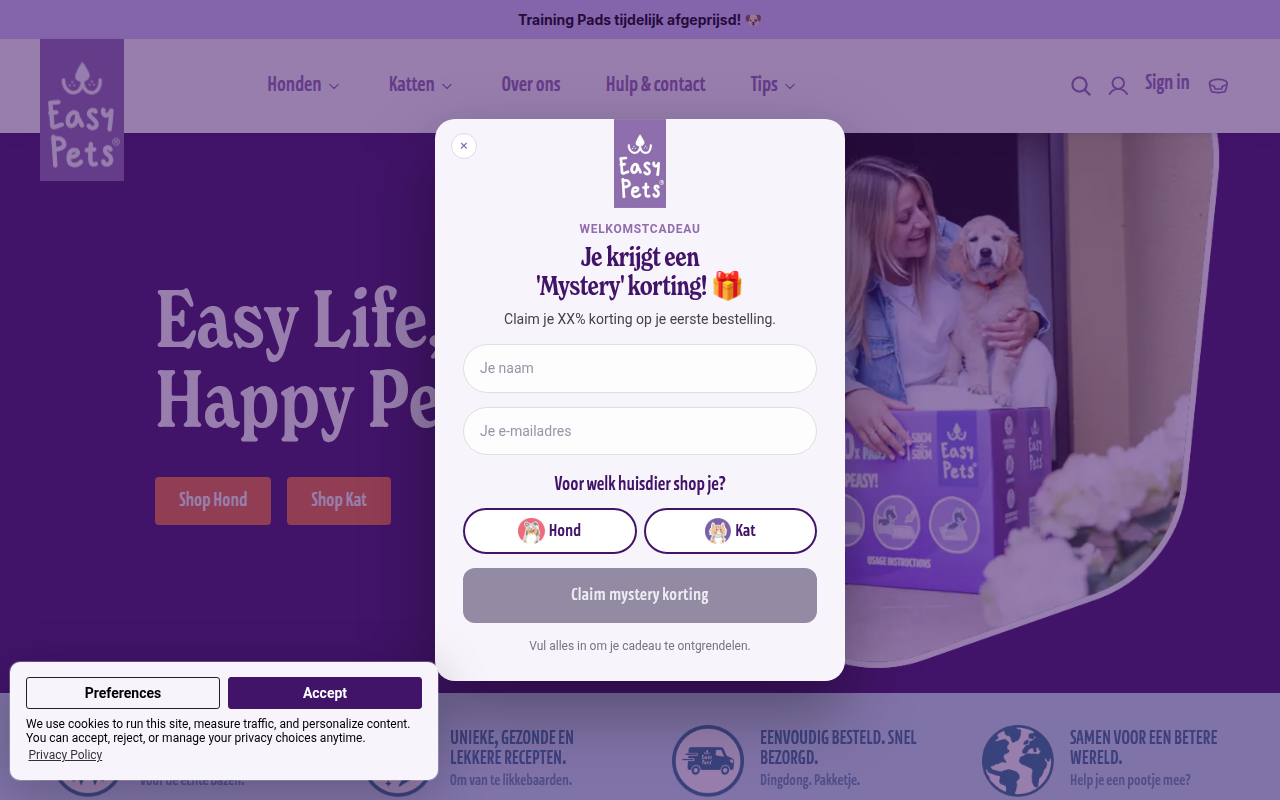 Screenshot van easypets.com