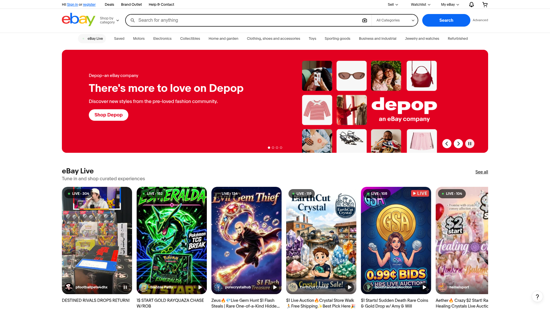 Screenshot van ebay.com