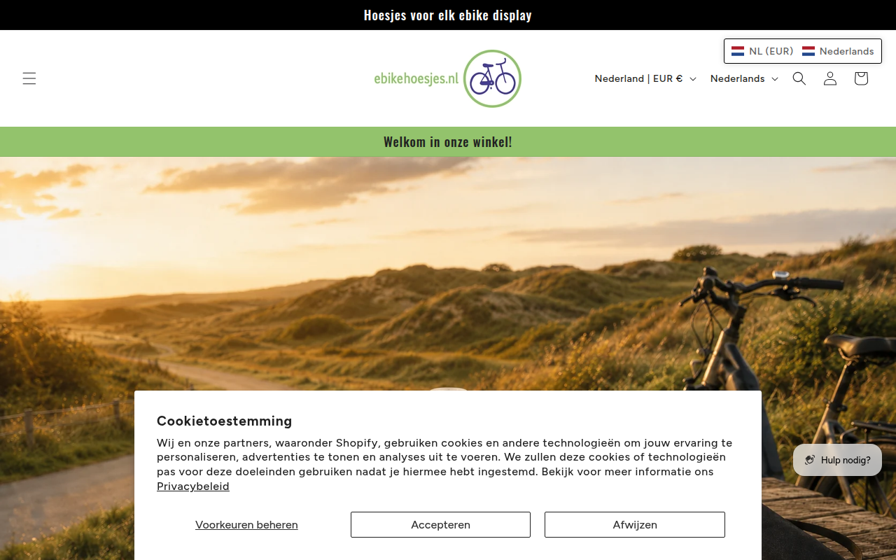 Screenshot van ebikehoesjes.nl