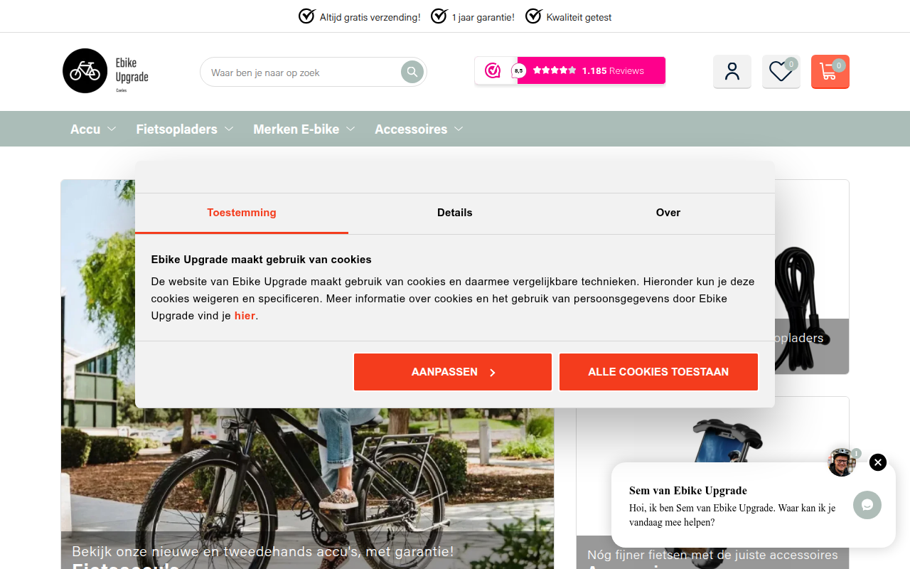 Screenshot van ebikeupgrade.nl