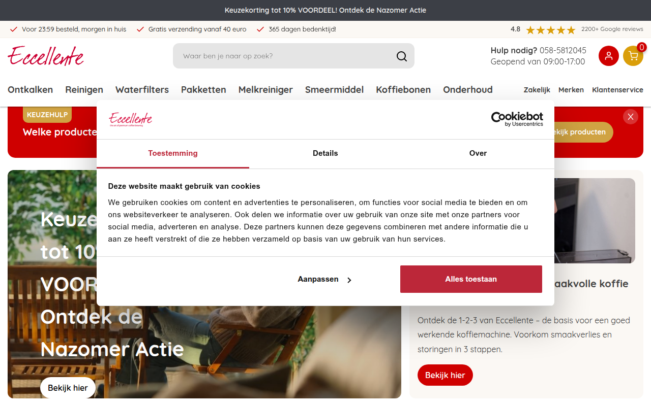 Screenshot van eccellente.nl