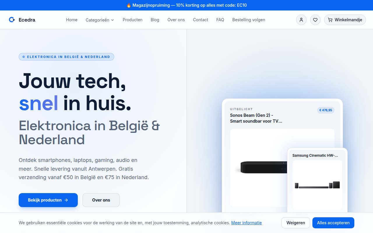 Screenshot van ecedra.com
