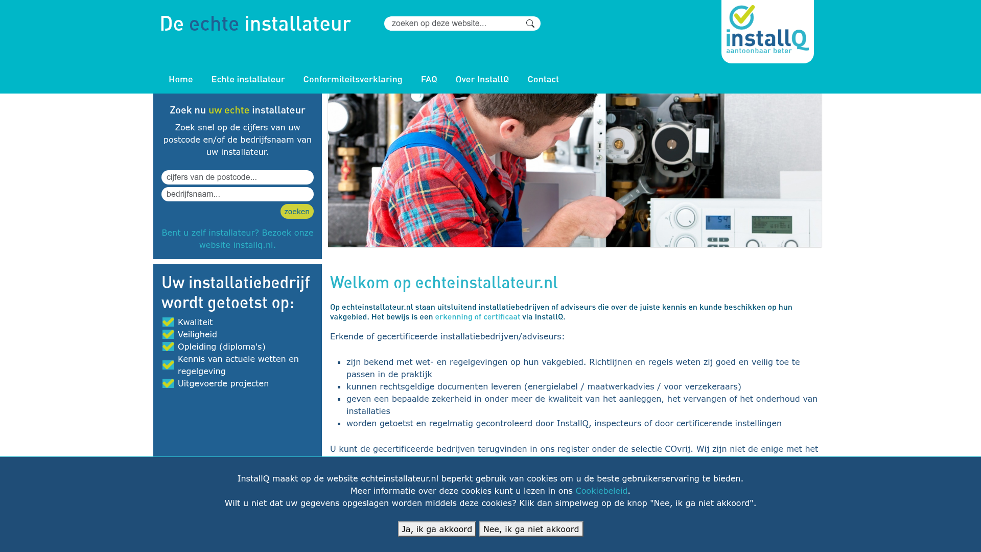 Screenshot van echteinstallateur.nl