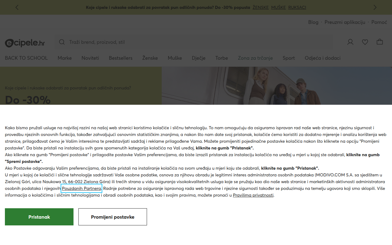 Screenshot van ecipele.hr