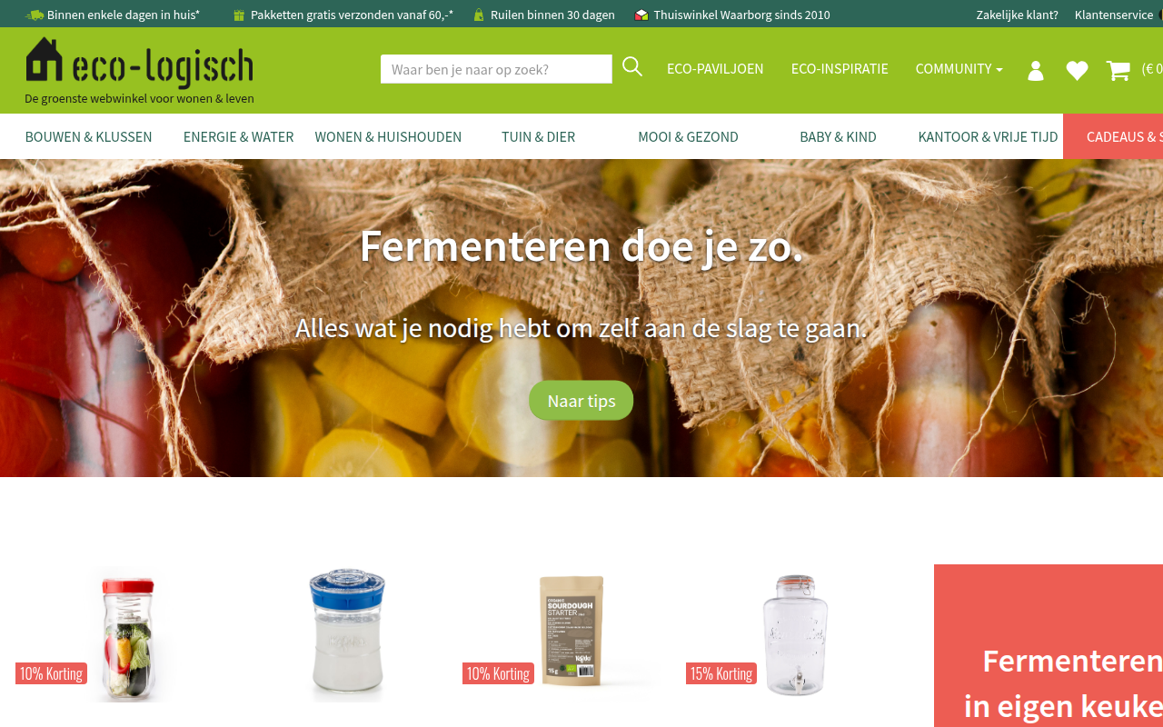 Screenshot van eco-logisch.nl