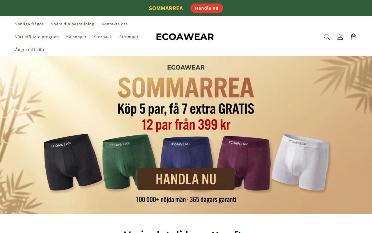 Screenshot van ecoawear.se