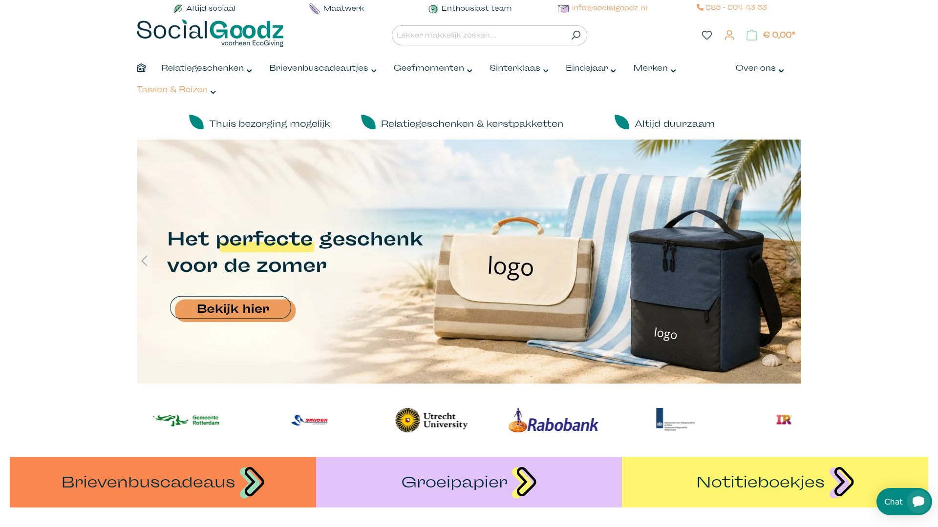 Screenshot van ecogiving.nl