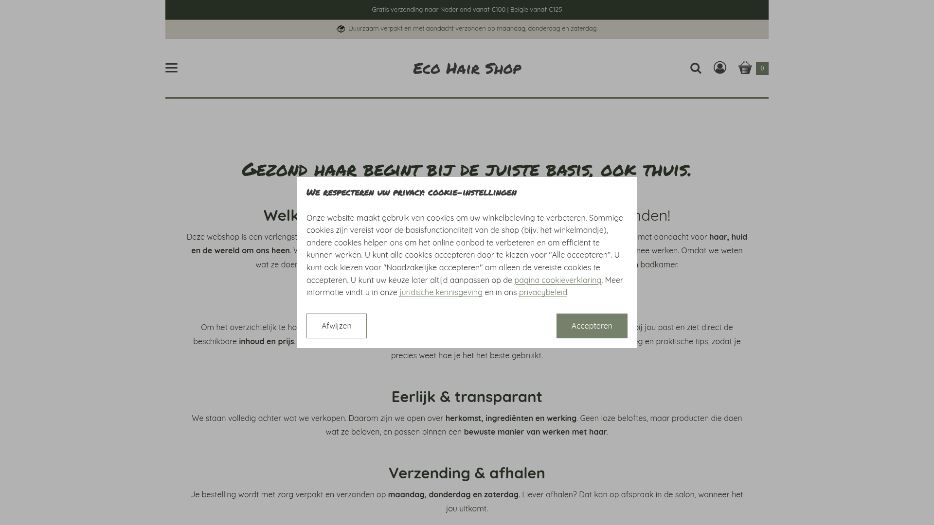 Screenshot van ecohairshop.nl