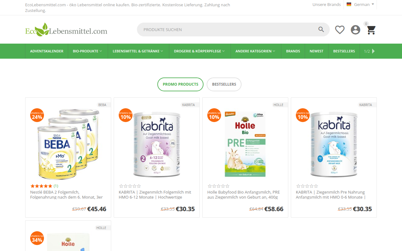 Screenshot van ecolebensmittel.com