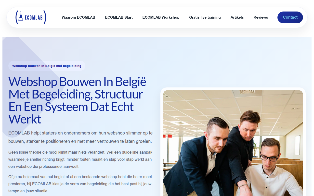 Screenshot van ecomlab.be