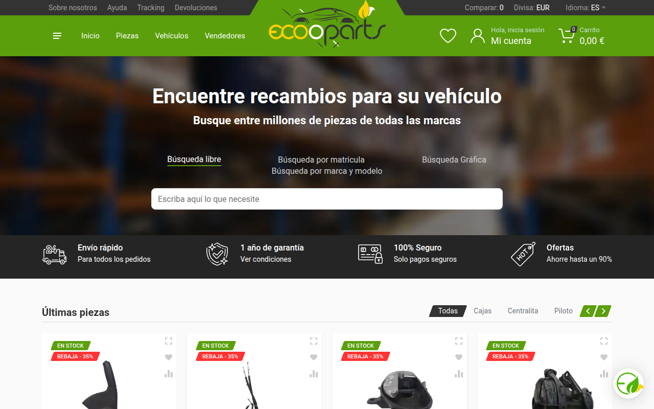 Screenshot van ecooparts.com