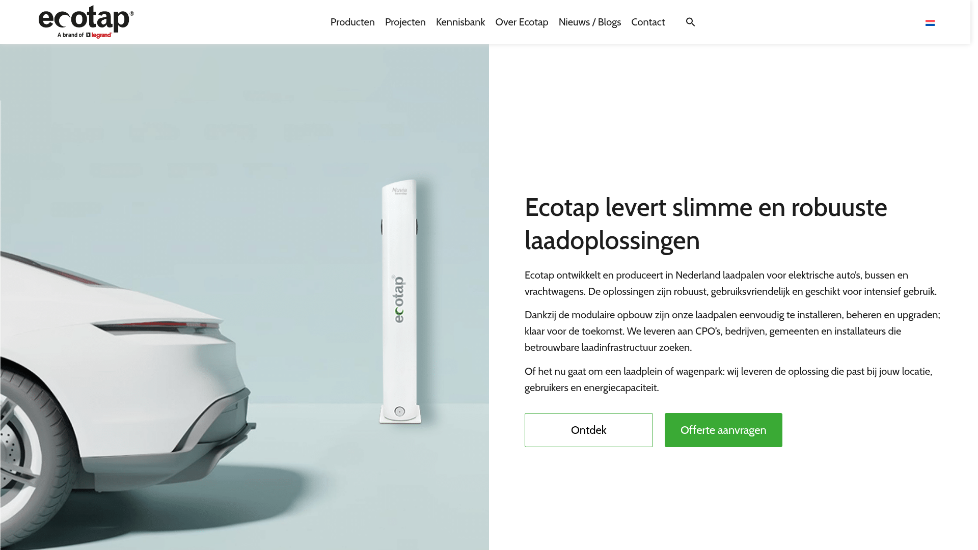 Screenshot van ecotap.nl